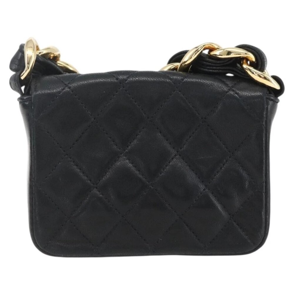 CHANEL Chain Mini Matelasse 11 Shoulder Bag Lamb Skin Black CC Auth 158892SM - Picture 3 of 16